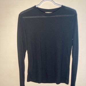 H&M Long Sleeve Ribbed Sheer Black Fitting Undershirt Womens size Medium
